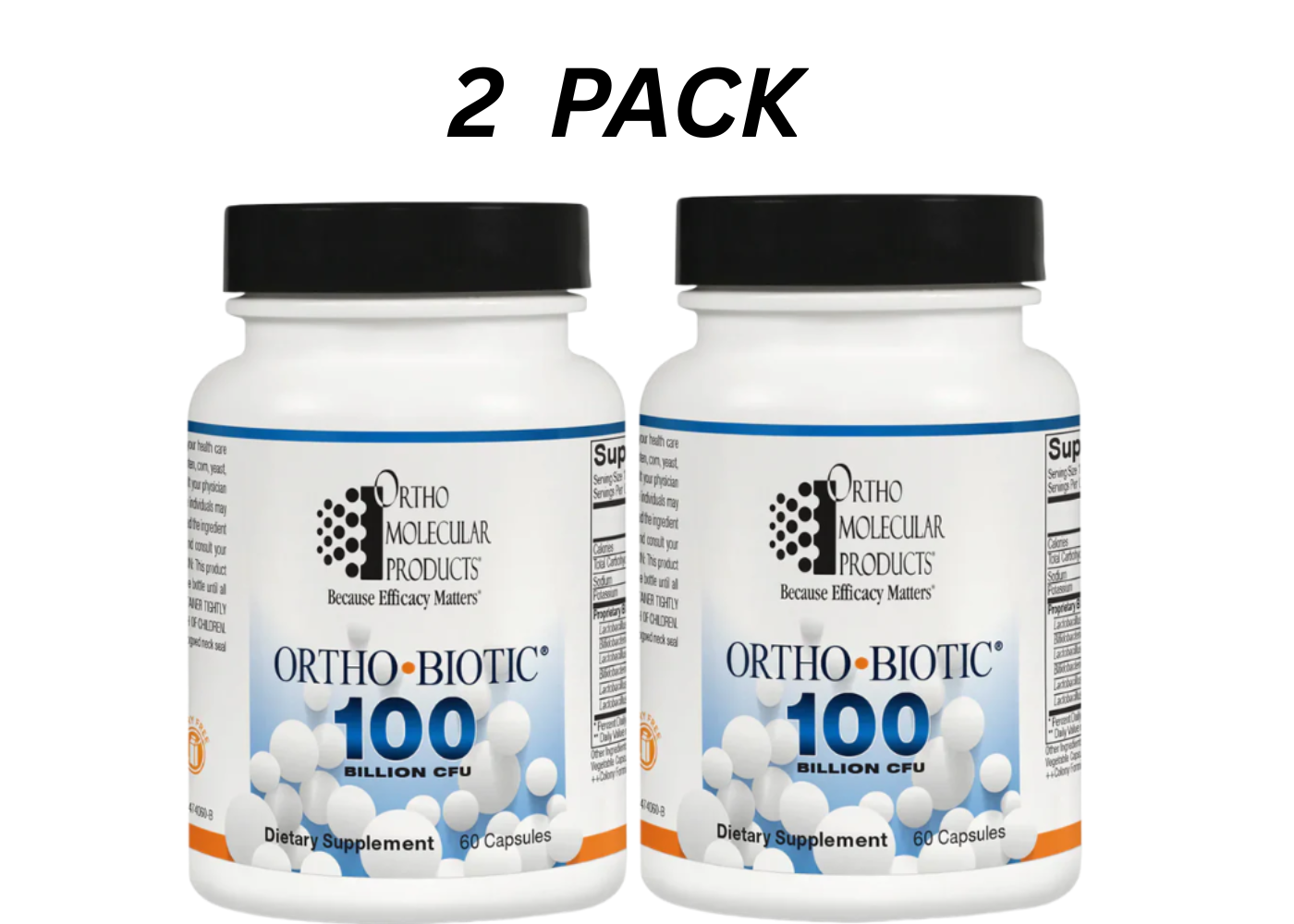 2   Pack  Ortho Molecular Ortho Biotic 100 – High Potency Probiotic for Gut & Digestive Health