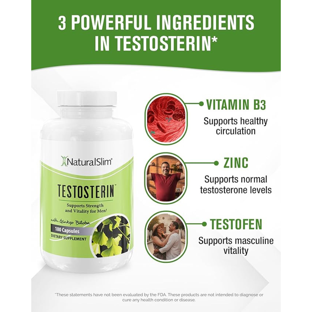 NaturalSlim Natural Testosterone Booster for Men - Male Enhancing Supplement