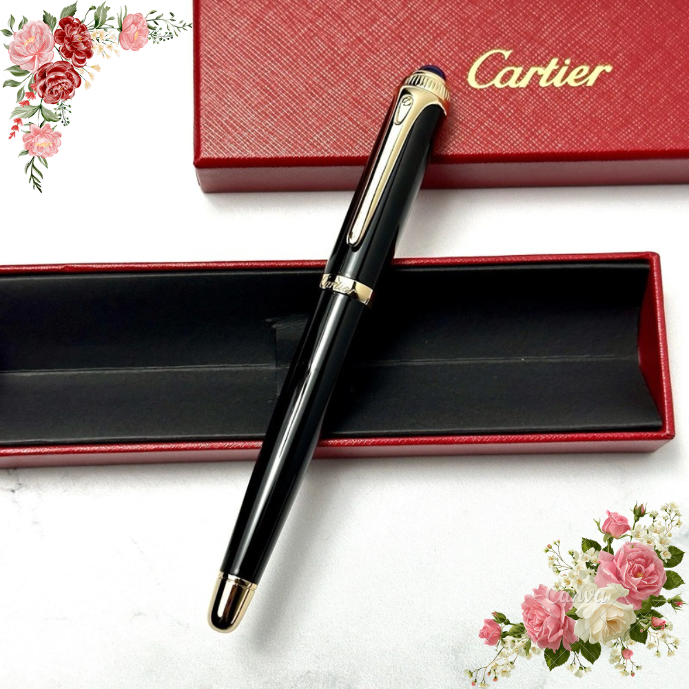 Cartier Black Gold Composite Executive Rollerball Pen Rare AD VIP Gift