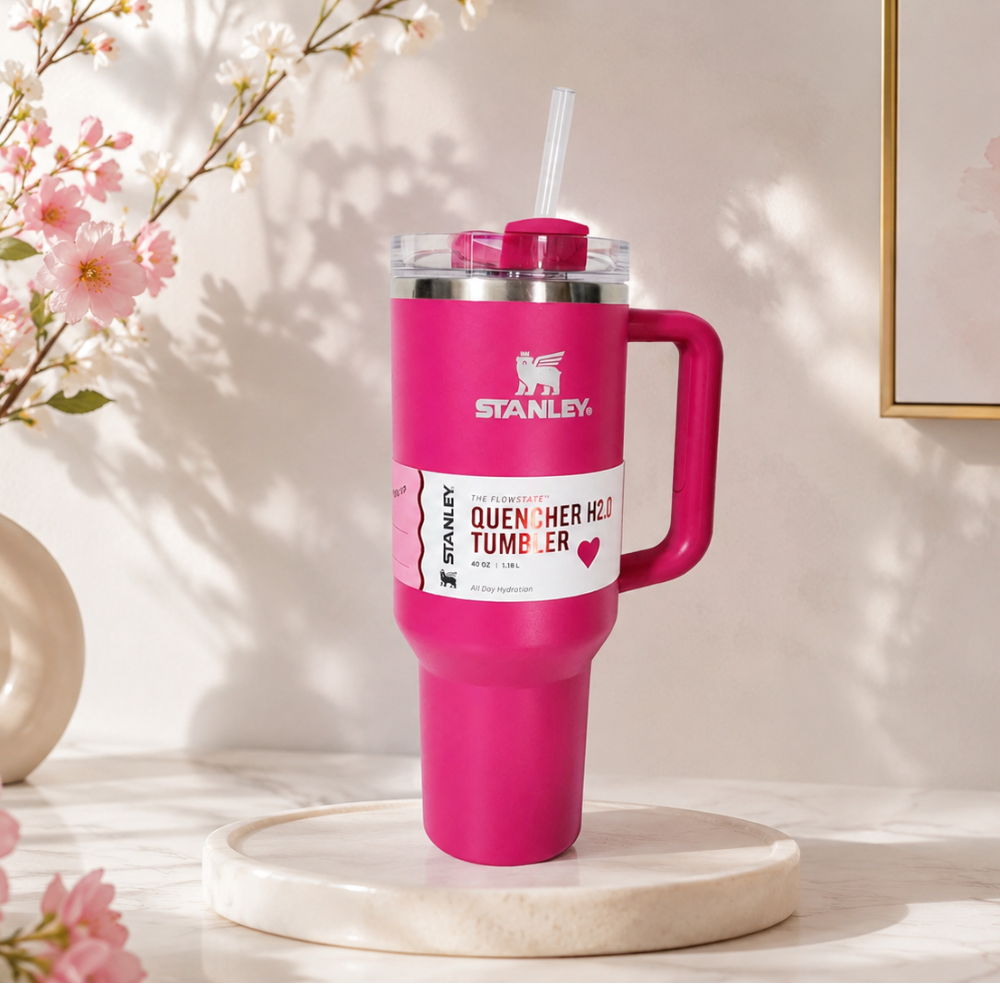 Stanley 40oz Flamingo Pink Tumbler Stainless Steel H2.0 FlowState Quencher