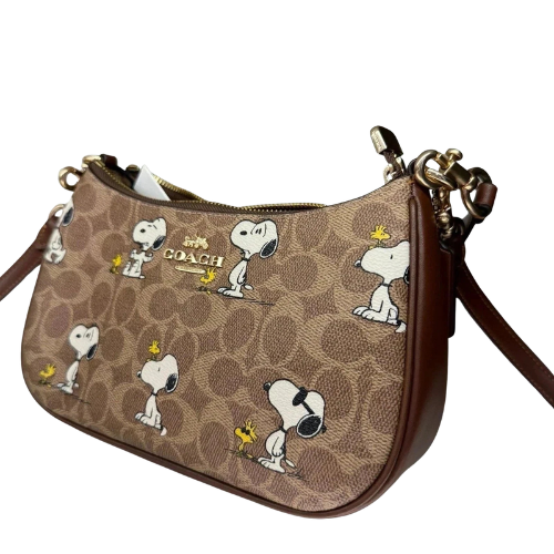 COACH Teri Shoulder Bag In Signature Canvas Brown New