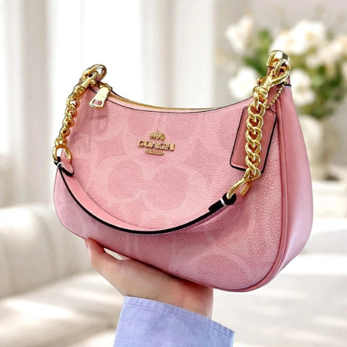 COACH Teri Shoulder Bag In signature canvas Pink New CAL51