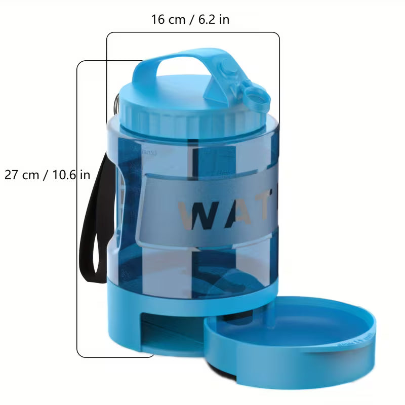 74 oz (Approx. 2182.9 g) Sea Blue Large Capacity Water Bottle for Camping, Dog Park, and Hiking - Portable Dog Travel Water Bottle with Detachable Drinking Bowl, Suitable for Large, Medium, and Small Dogs for Outdoor Camping, Travel, and Park Play
