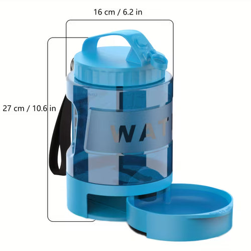 74 oz (Approx. 2182.9 g) Sea Blue Large Capacity Water Bottle for Camping, Dog Park, and Hiking - Portable Dog Travel Water Bottle with Detachable Drinking Bowl, Suitable for Large, Medium, and Small Dogs for Outdoor Camping, Travel, and Park Play