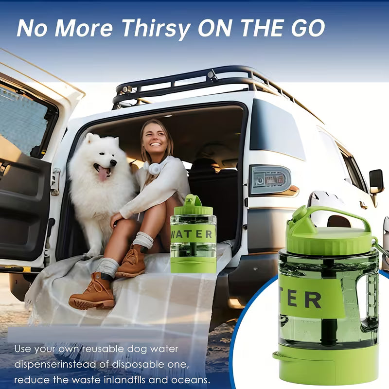 74 oz (Approx. 2182.9 g) Sea Blue Large Capacity Water Bottle for Camping, Dog Park, and Hiking - Portable Dog Travel Water Bottle with Detachable Drinking Bowl, Suitable for Large, Medium, and Small Dogs for Outdoor Camping, Travel, and Park Play