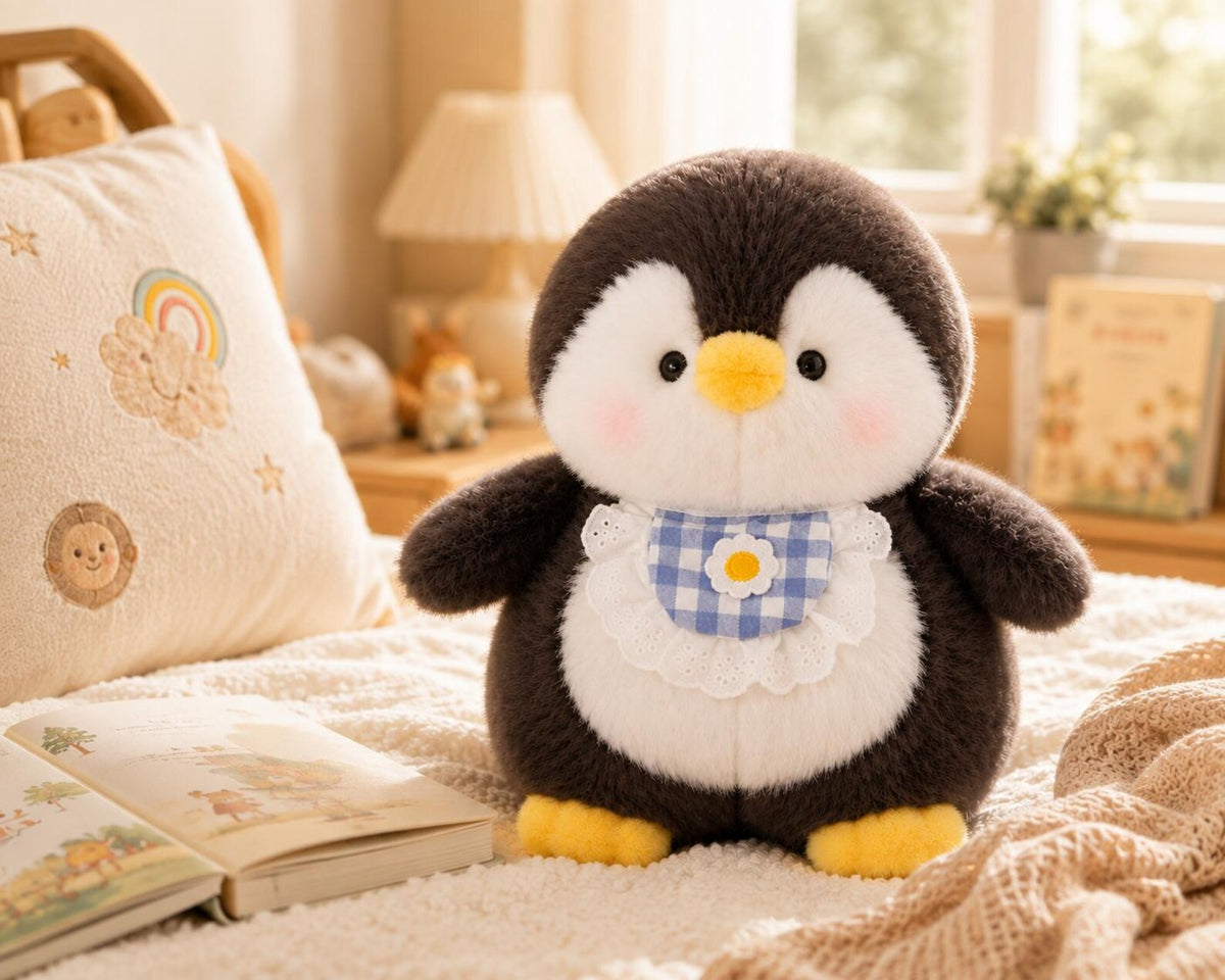 Bib Penguin Plush Toy | Soft Short-Plush Stuffed Animal, PP Cotton Filling, 25cm 40cm