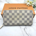 Louis Vuitton Damier Azur Zippy Long Wallet Canvas Grey Beige