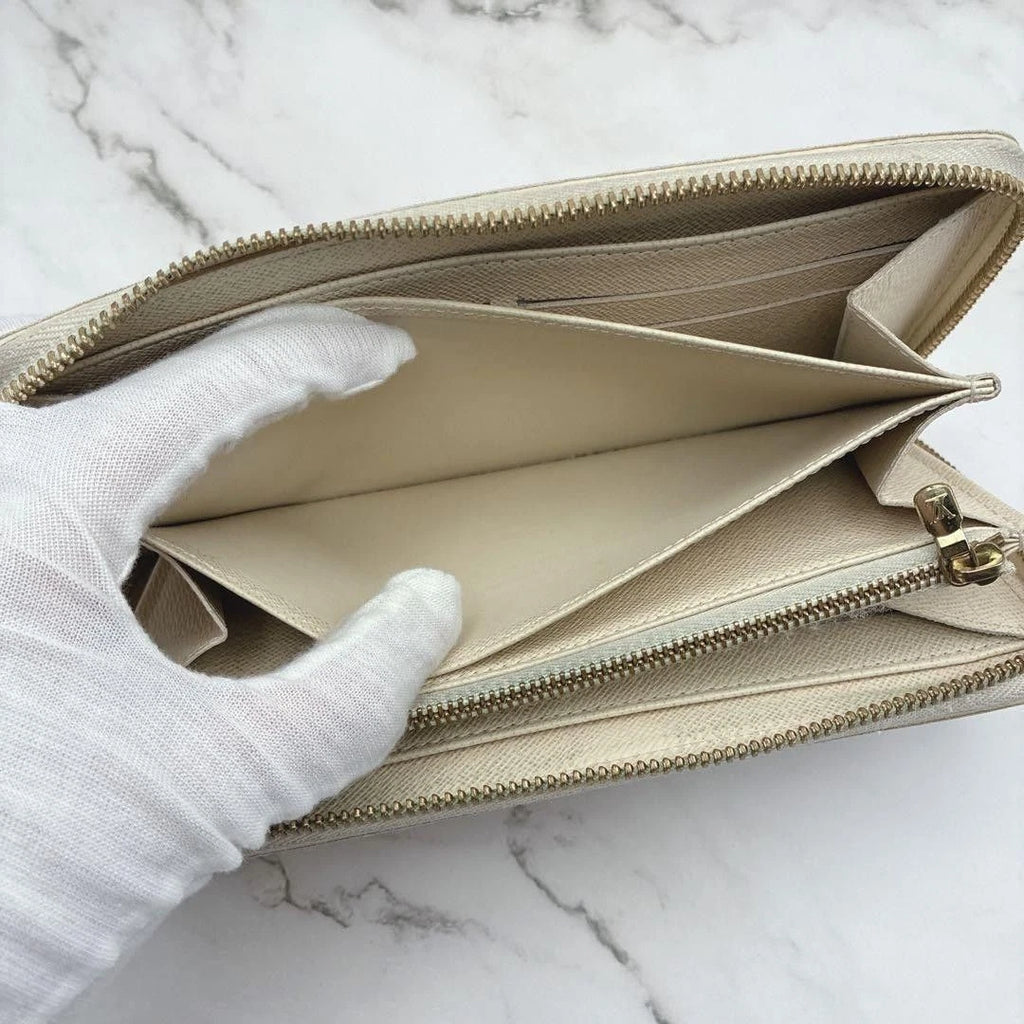 Louis Vuitton Damier Azur Zippy Long Wallet Canvas Grey Beige