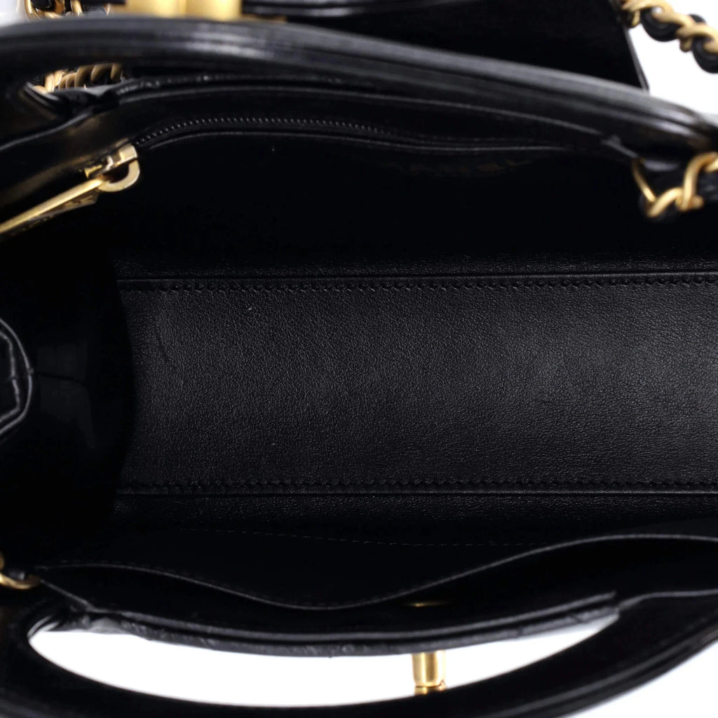 Chanel Kelly Top Handle Shopping Bag Quilted Shiny Aged Calfskin Mini
