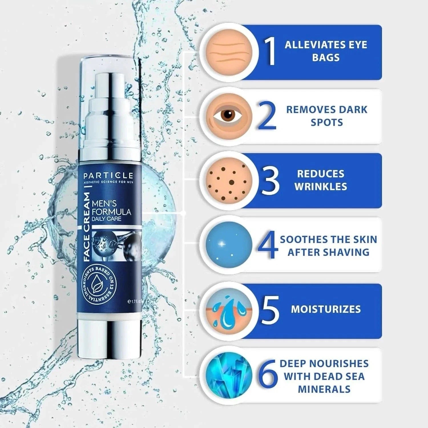 Particle Face Cream For Men All in One Fixes Eye Bags Dark Spots Wrinkles