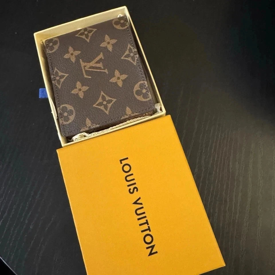 Louis Vuitton Brown Logo Bifold Men's Wallet Folding- Free Shipping