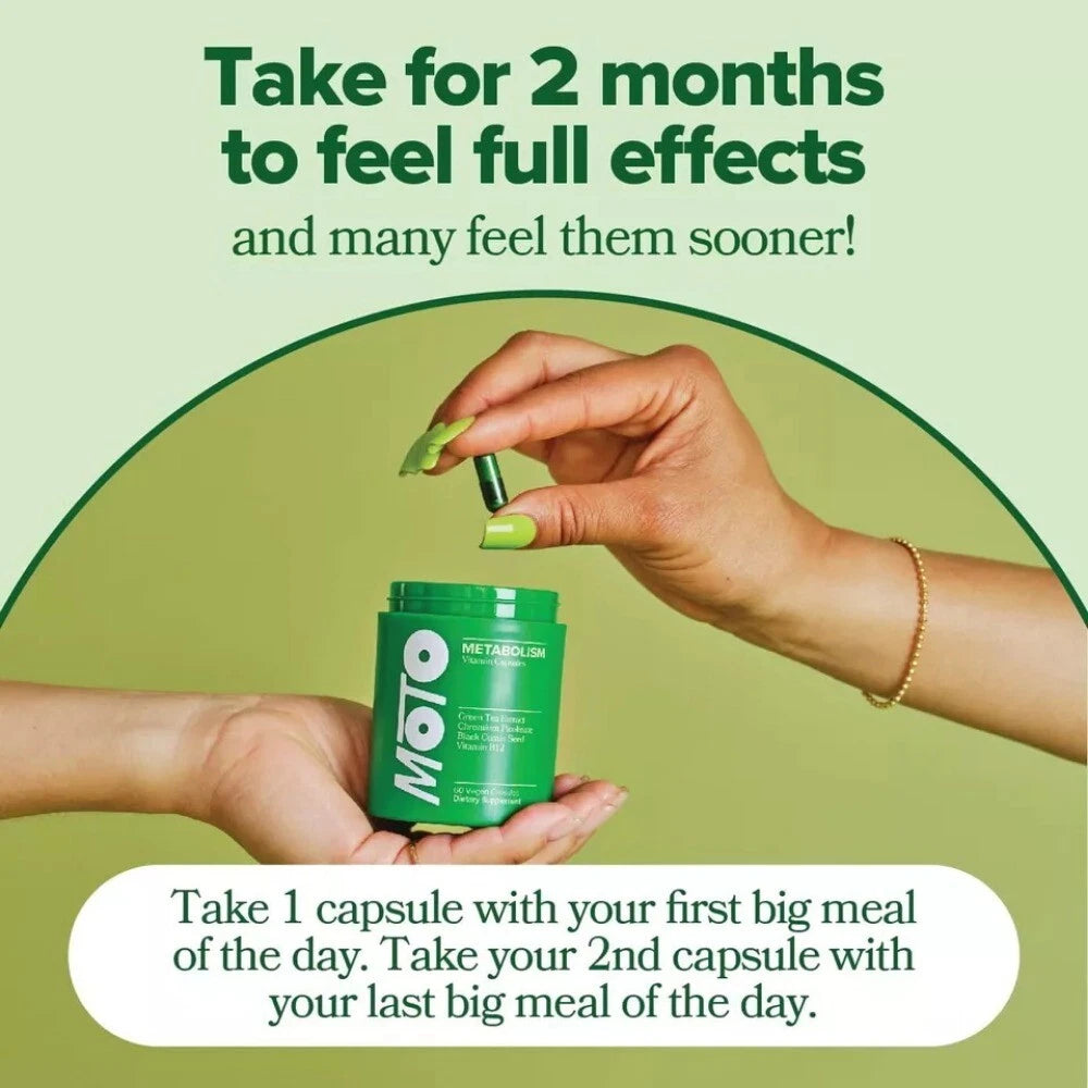 O Positiv Moto Women's Metabolism Support - Energy, Curb Cravings, 60 Vegan Caps