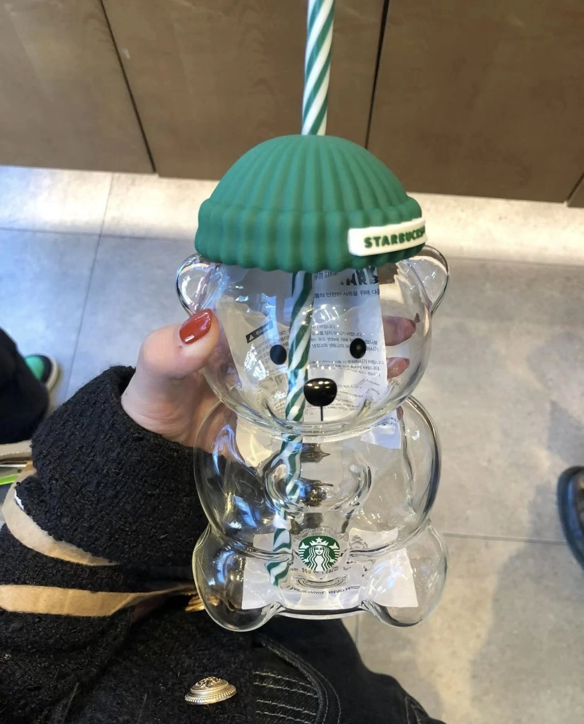 2025 Starbucks Glass Bearista Bear Cold Cup Holiday Limited Edition