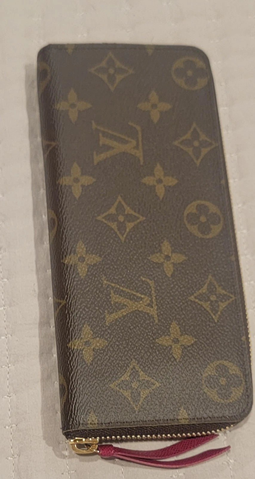 Louis Vuitton Monogram Zip-around Long Wallet Clemence Fuchsia EXCELLENT Y2728