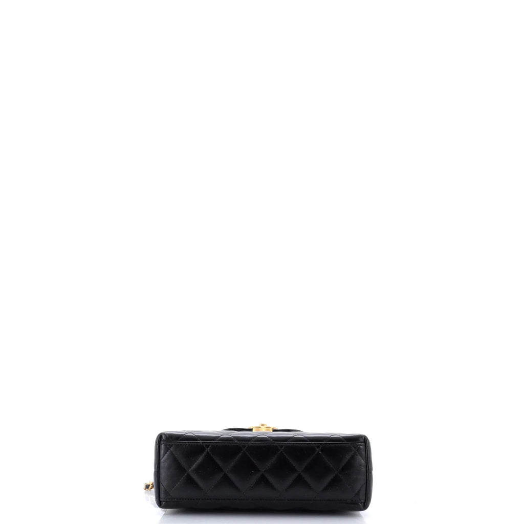 Chanel Kelly Top Handle Shopping Bag Quilted Shiny Aged Calfskin Mini