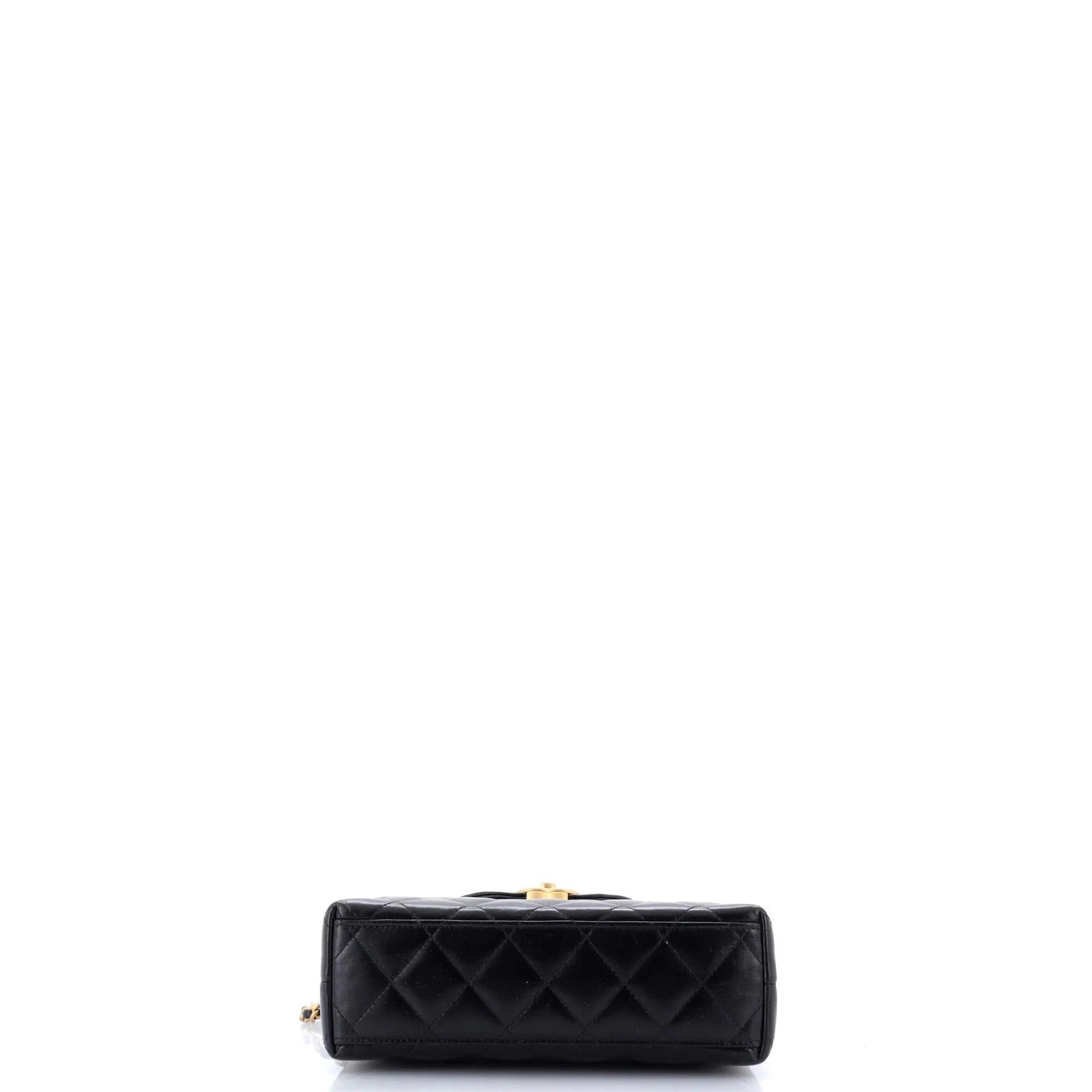 Chanel Kelly Top Handle Shopping Bag Quilted Shiny Aged Calfskin Mini