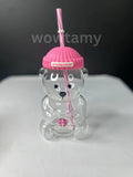 Bearista Strawberry Bear Glass Jar Cold Cup With Straw - Valentines Custom Made