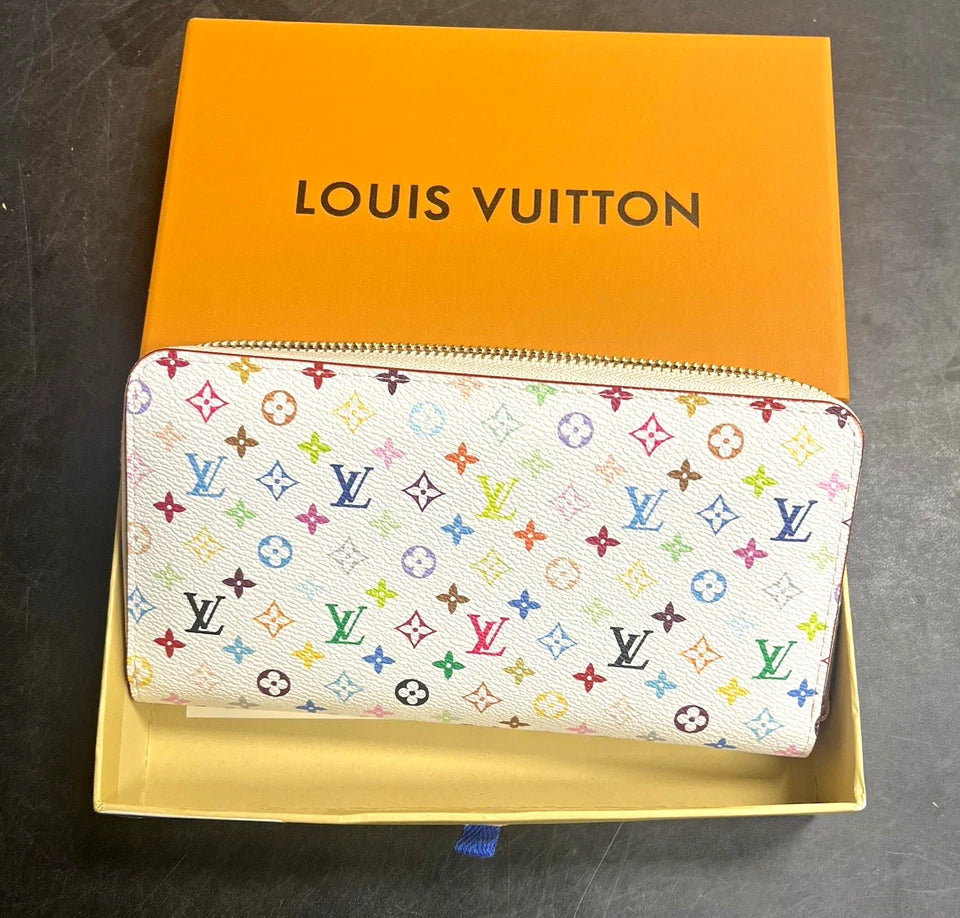 Louis Vuitton Multicolor Monogram Zip-Around Wallet, White, Zipper Logo Women