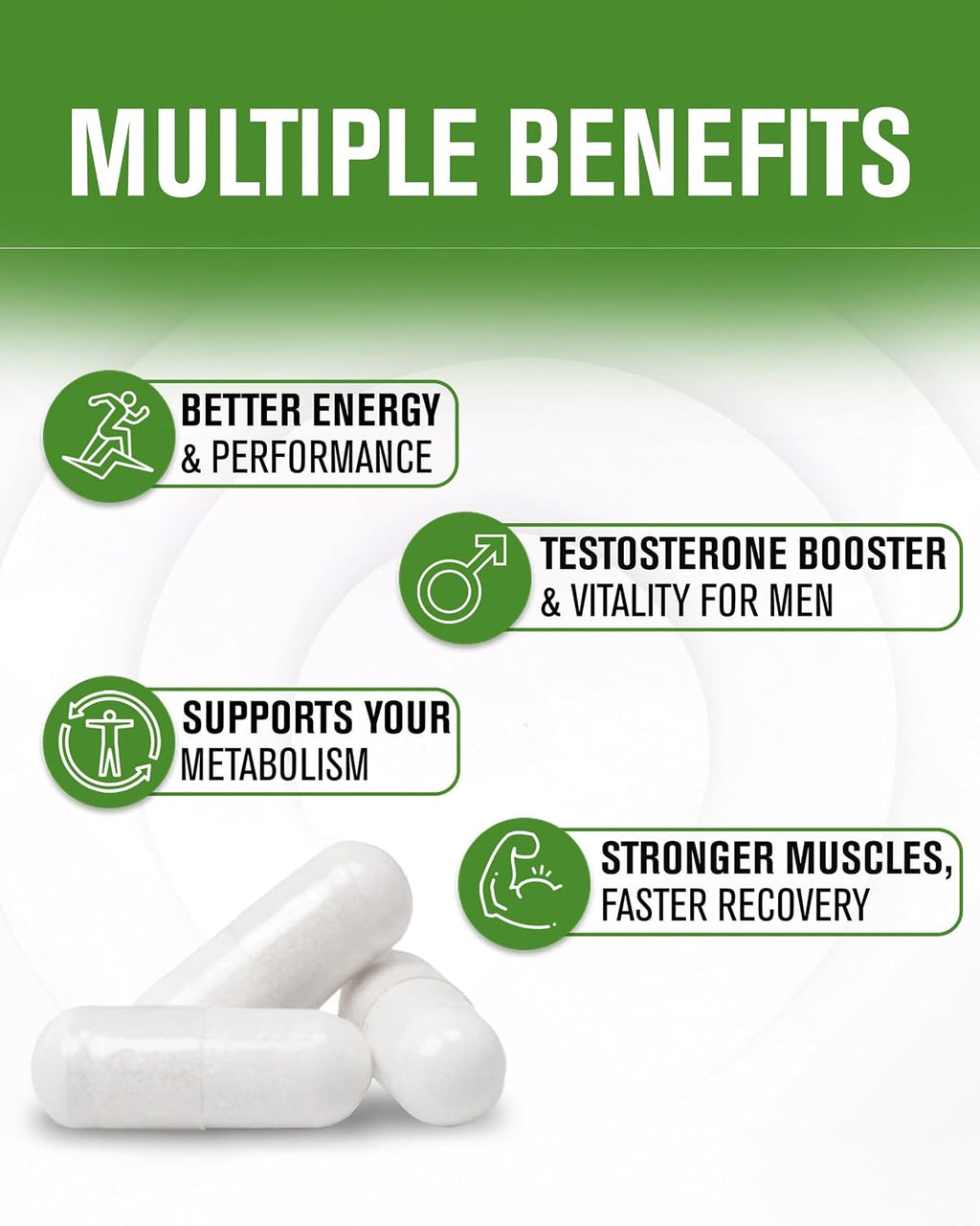 Men's Testosterone Support Supplement – Energy, Strength & Metabolism Formula | 180 Capsules